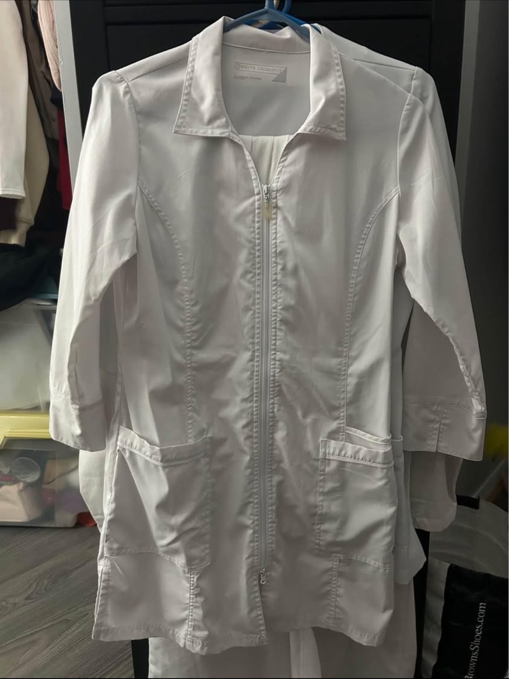 White Women's Zip-Front scrub long sleeves